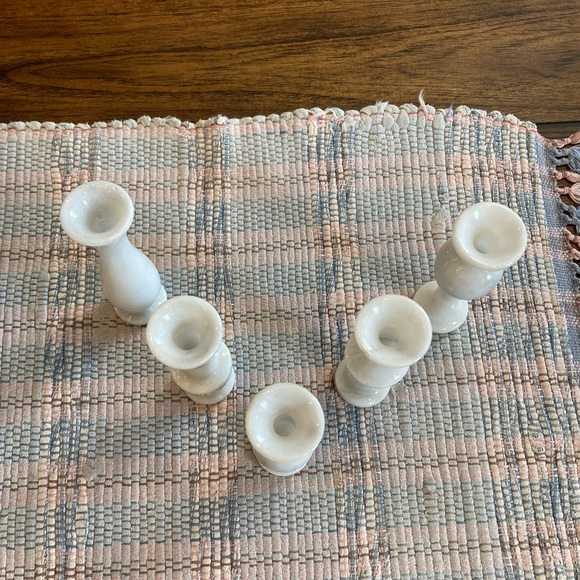 Vintage Set of 5 Marble Mini Bud Vases White - Picture 2 of 6